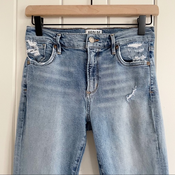 Agolde Sophie Crop Jean with Distressed Hem - Picture 4 of 16